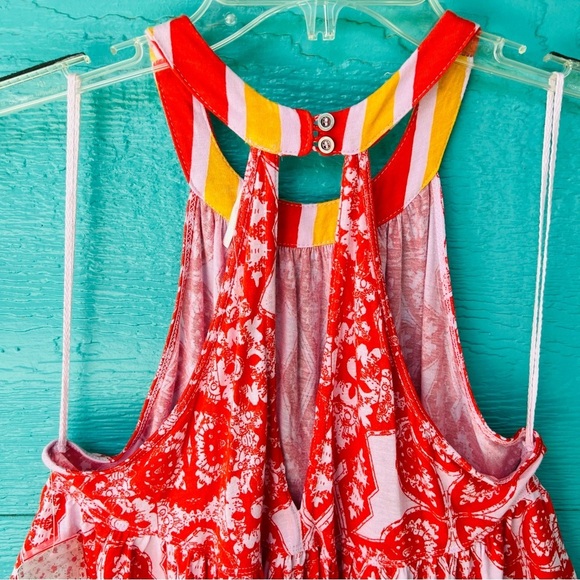 FREE PEOPLE LINEN BLEND FLOWY SLEEVELESS HALTER STYLE TUNIC TOP NWT - Picture 15 of 16